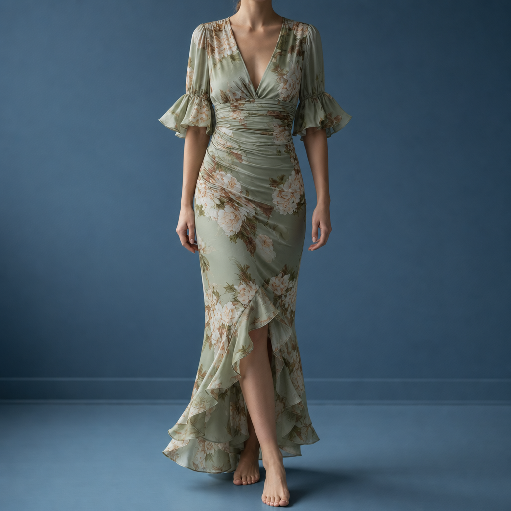 Ithaca Floral Ruffle Maxi Dress