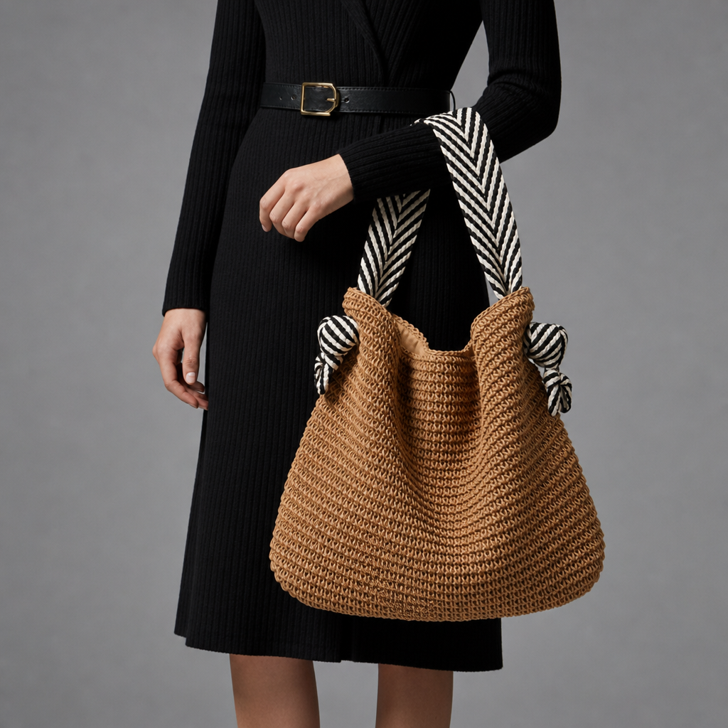 Caceres Striped Strap Woven Tote