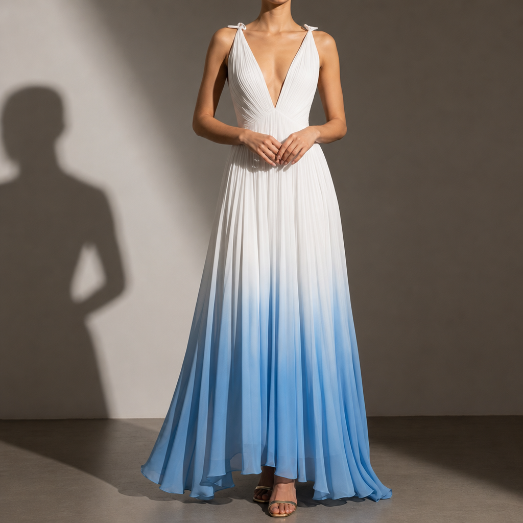 Valldemossa Gradient Pleated Maxi Dress