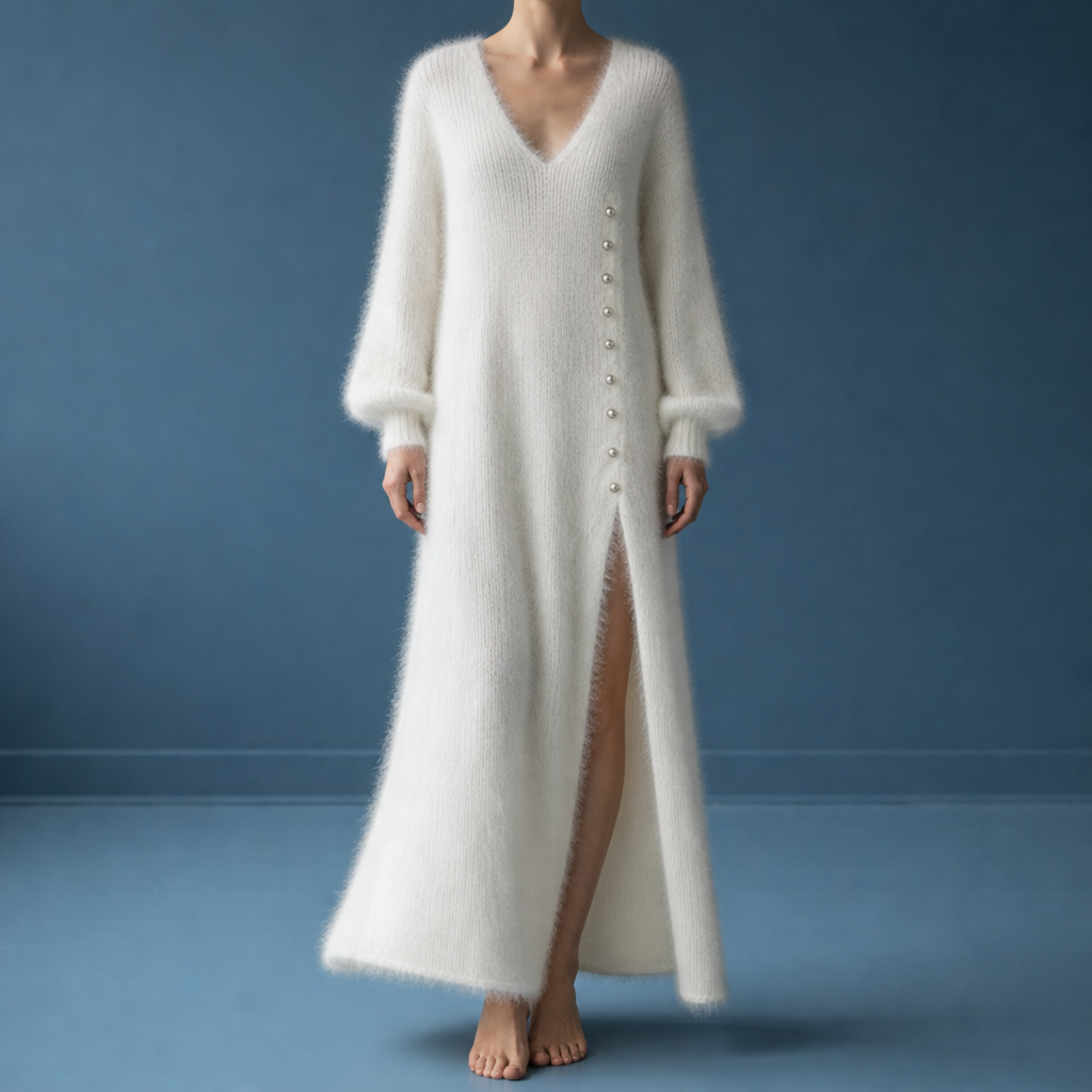 Sifnos Fluffy Knit Midi Dress