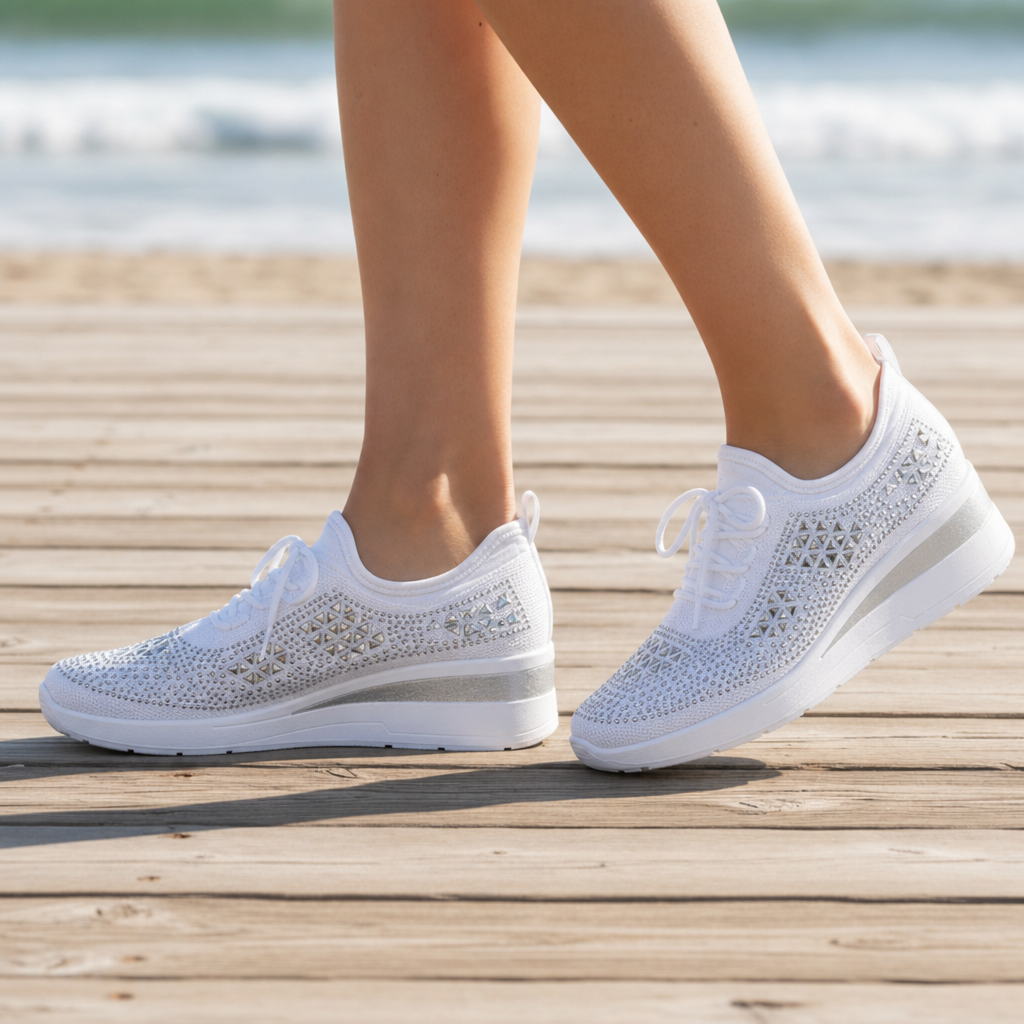Cefalu Crystal Wedge Sneakers