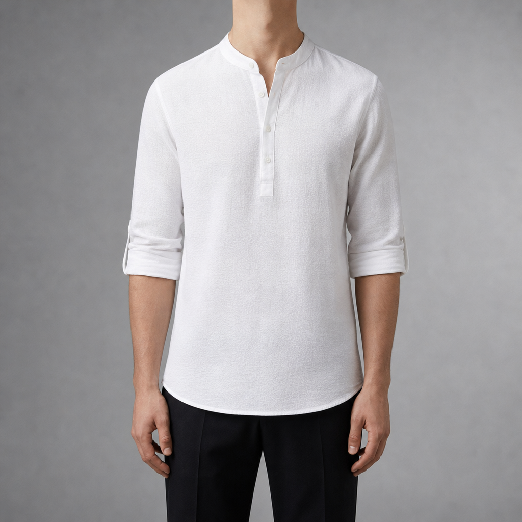 Perugia Linen Grandad Henley Shirt