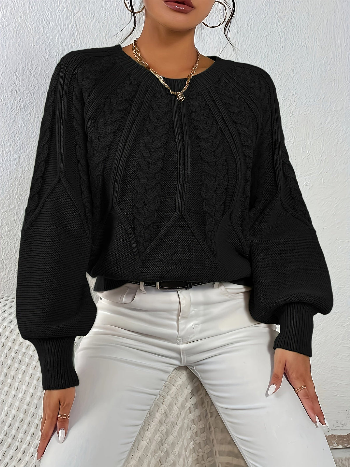 Eleanor | Oversized Cable Knit Sweater