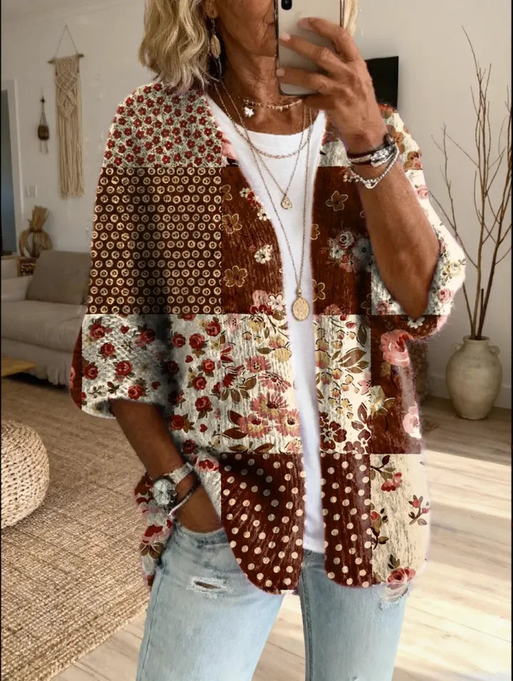 Marlowe Women's Floral Patchwork Knit Cardigan
