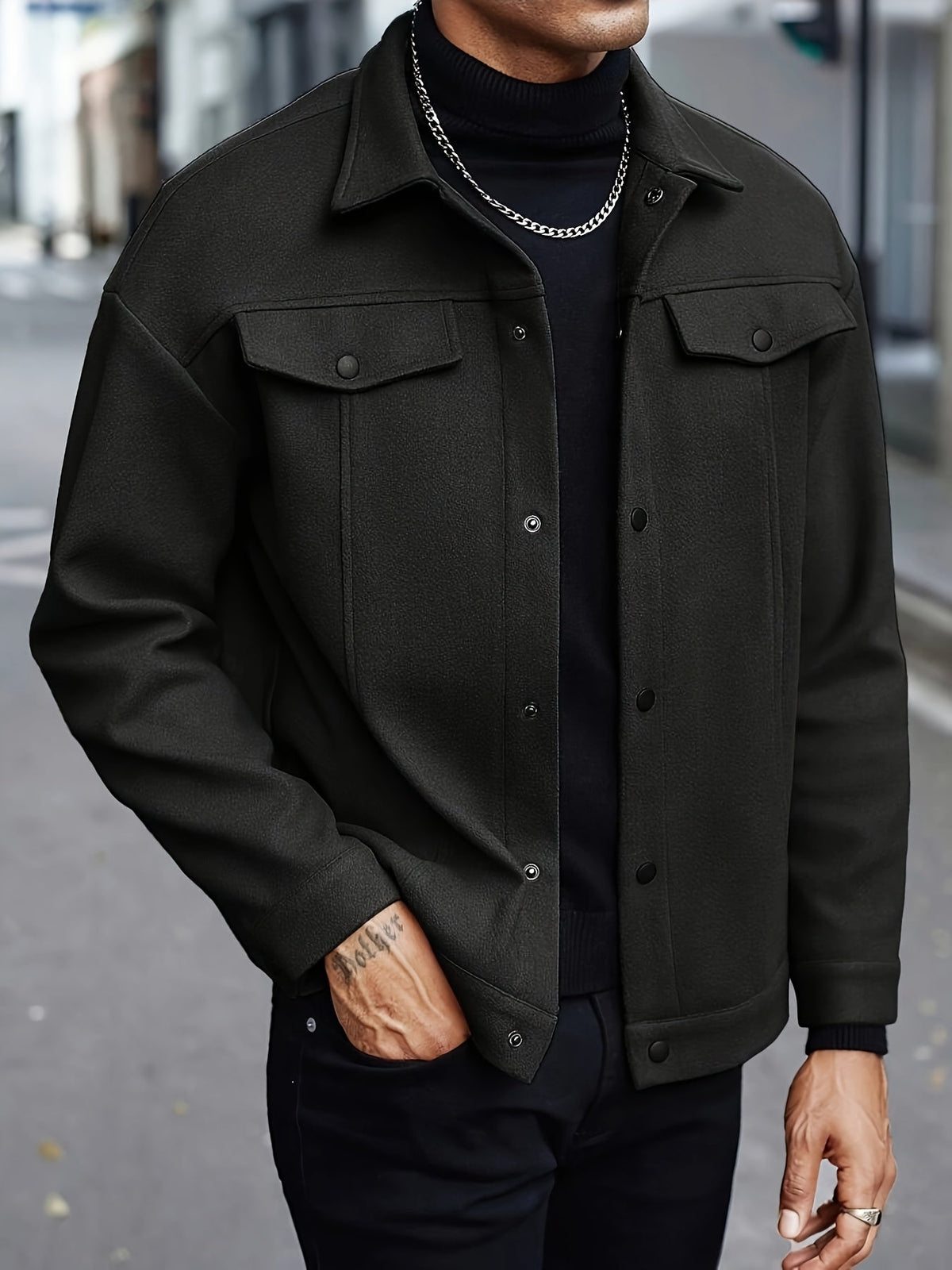 Men's Relaxed Fit Button-Up Overshirt Jacket