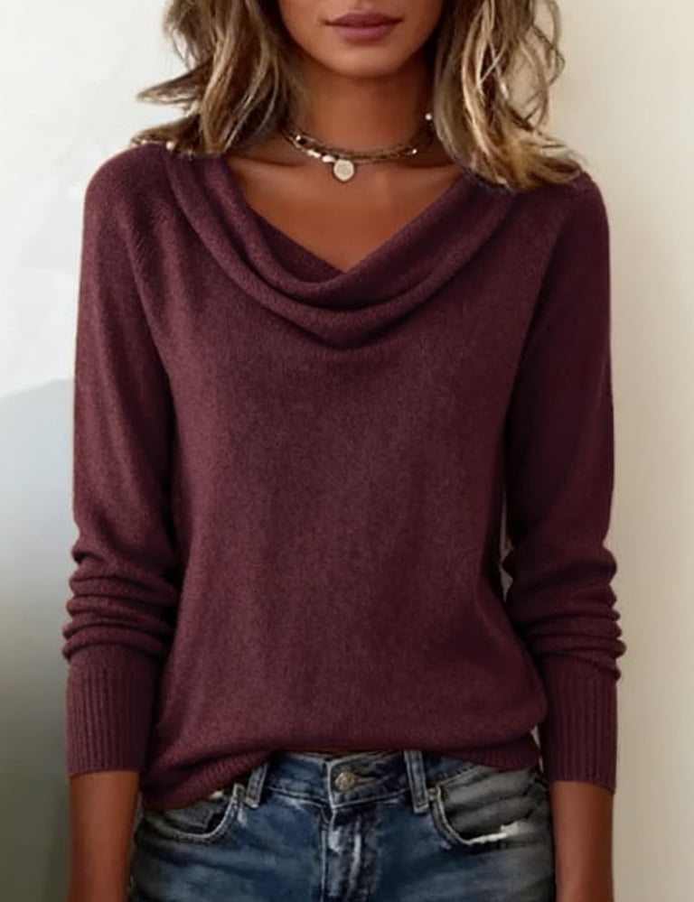 Adeline Women's Elegant Cowl Neck Knit Sweater
