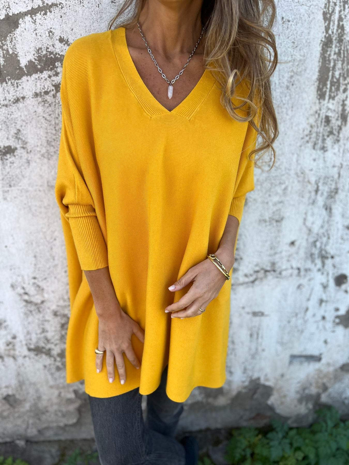 Althea | Oversized V-Neck Tunic Sweater
