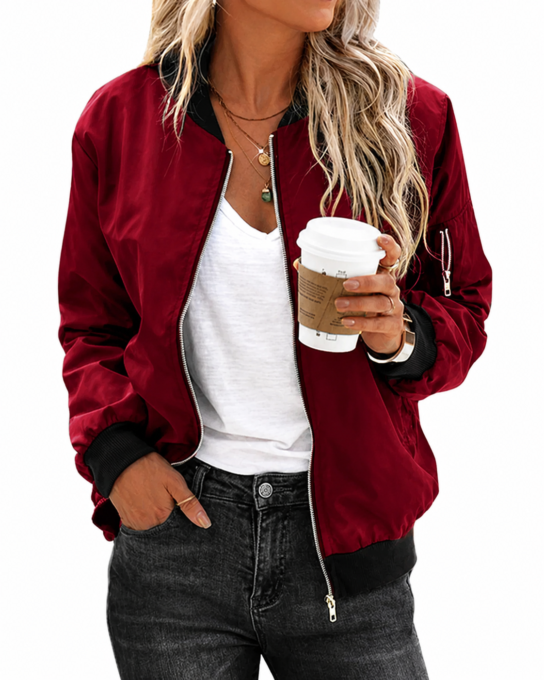 Ladies Bomber Jacket Classic Style High-Quality Fabrics