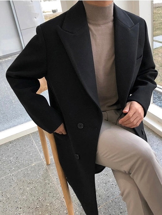 Men's Double-Breasted Overcoat | Tailored Wool Blend Coat