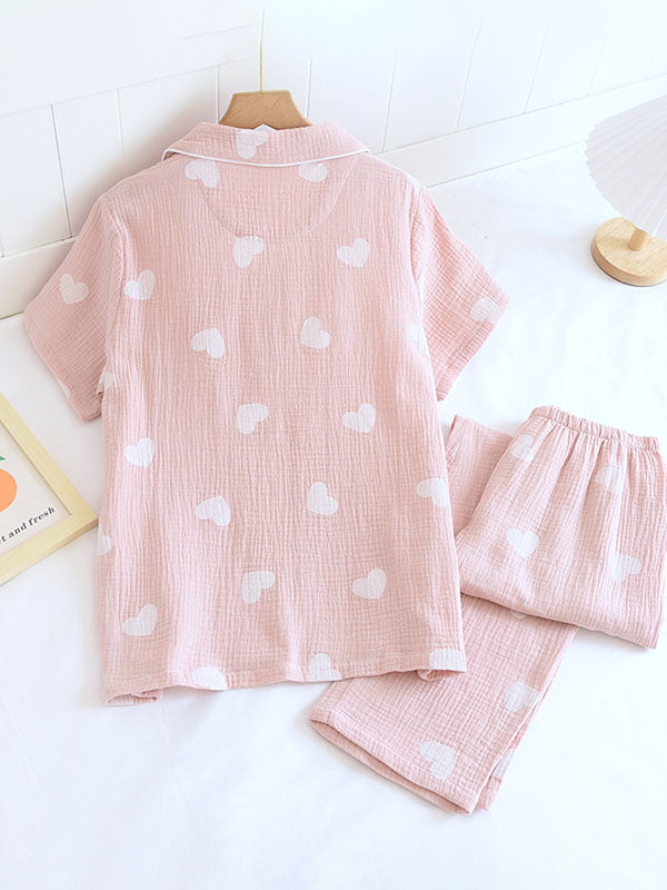 Women's Short Sleeve Button Up Pyjama Set