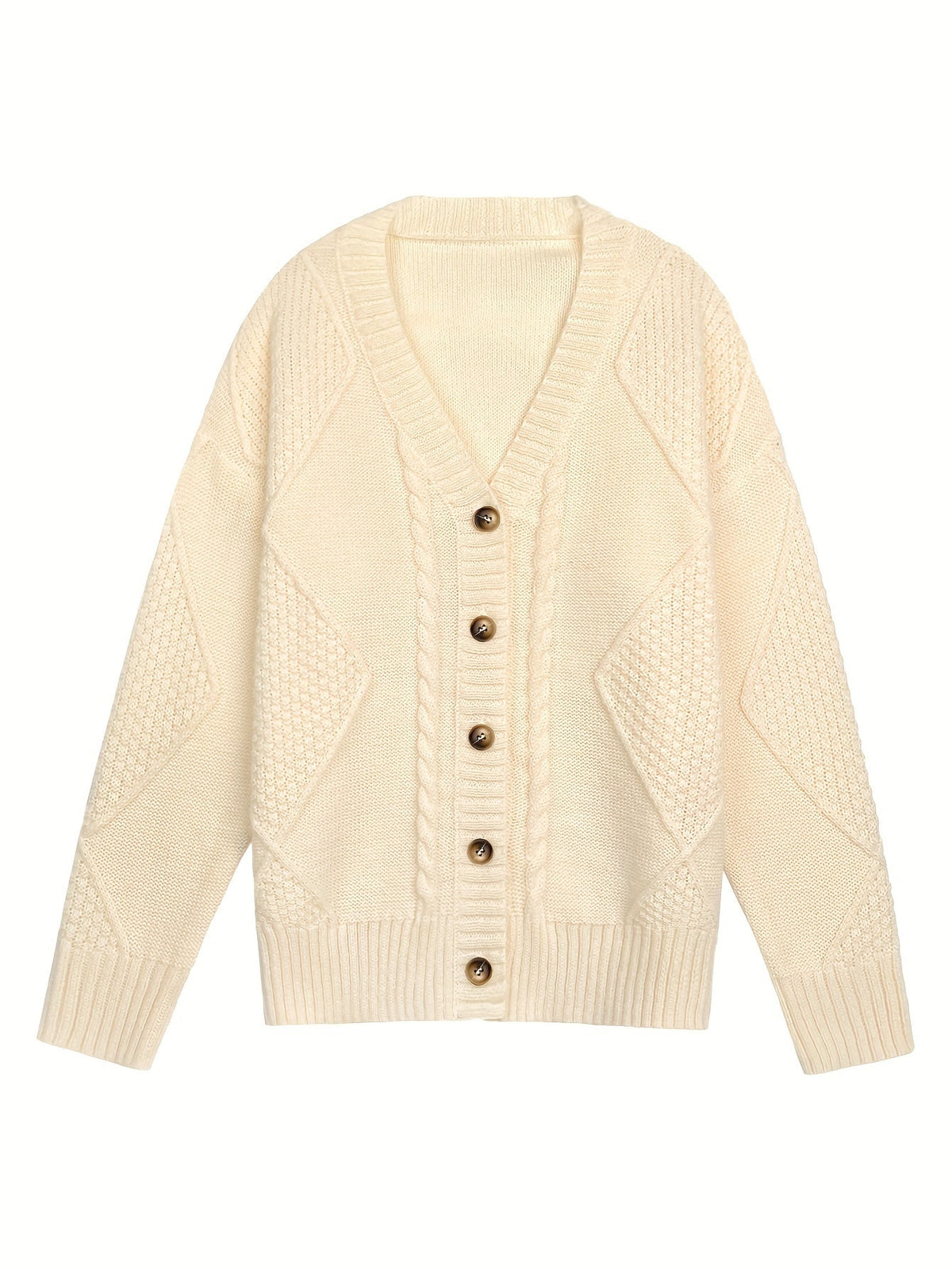 Cora | Cable Knit Button-Front V-Neck Cardigan