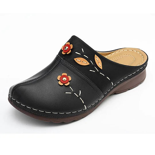 Liubov | Floral Appliqué Slip-On Clogs