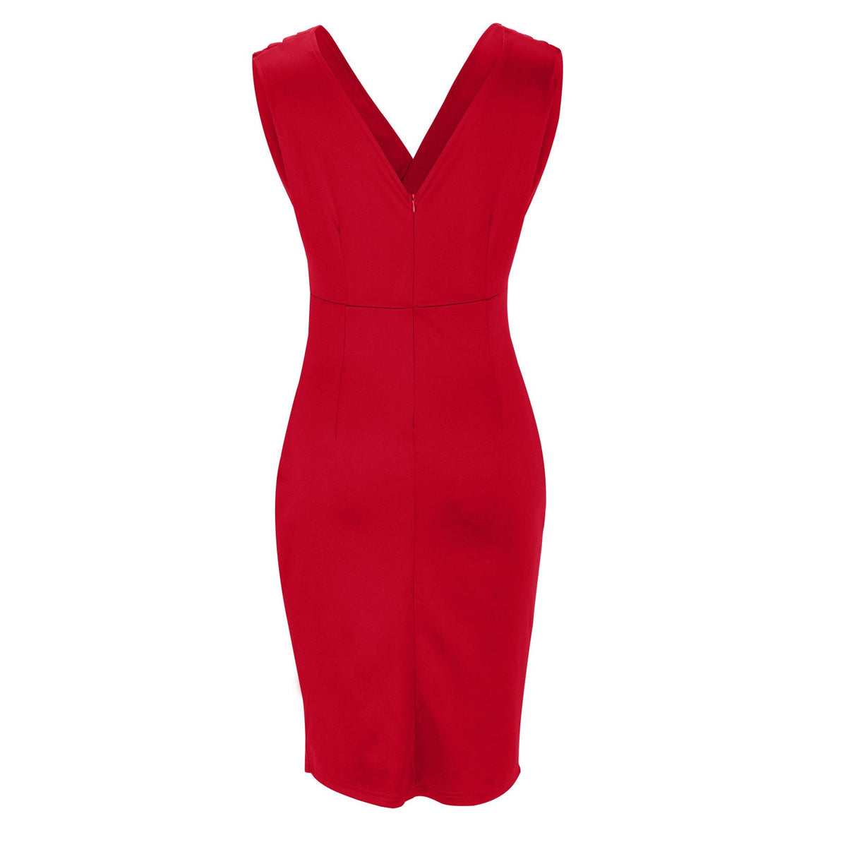 Women’s Ruched V-Neck Midi Dress with Front Split