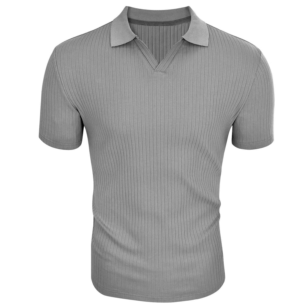 Men's Textured Polo Shirt | Short Sleeve Fitted Knit Top