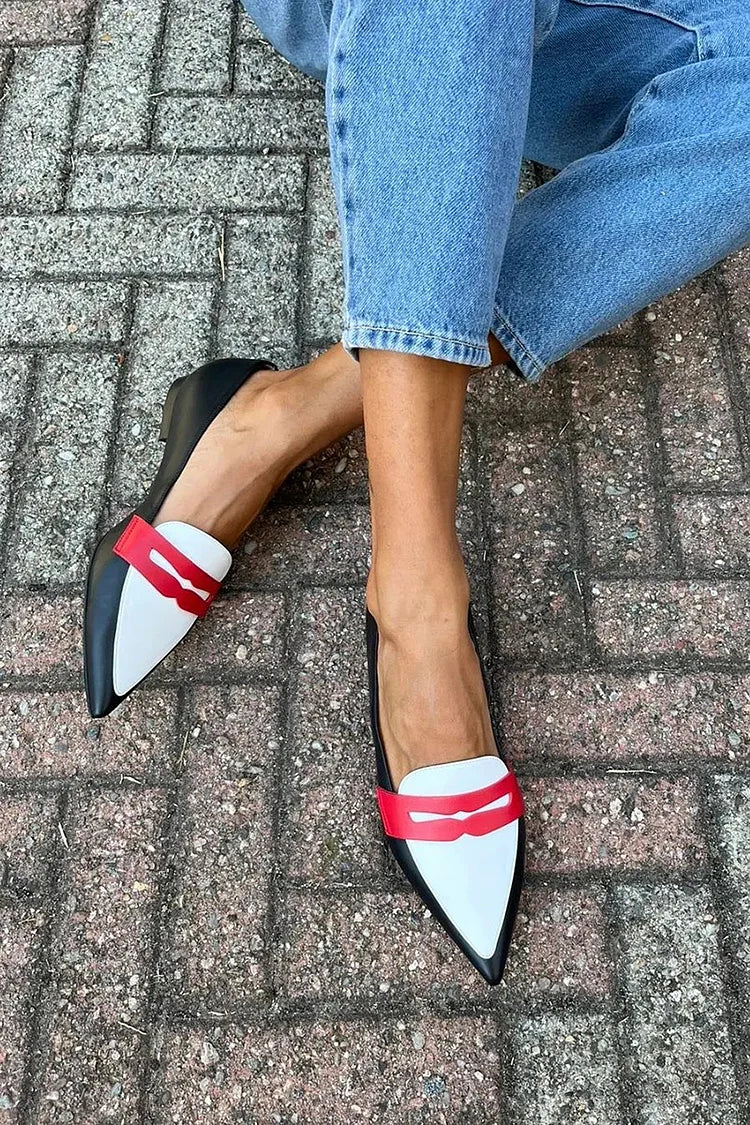 Women's Pointed Two-Tone Slippers with Accent Detail