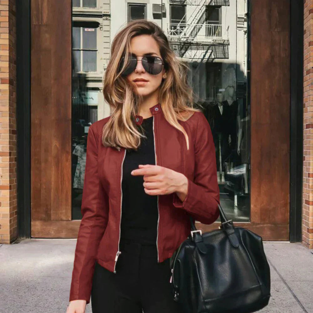 Women's Italian Leather Biker Jacket Slim Fit