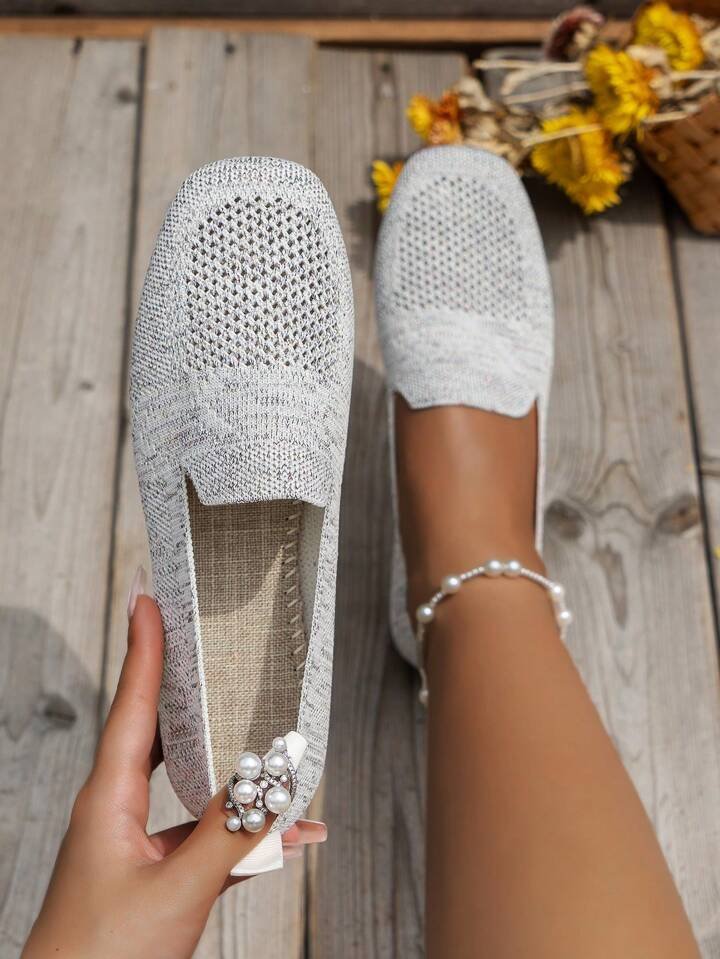 Women's Embellished Ballet Flats with Pearl Ankle Strap
