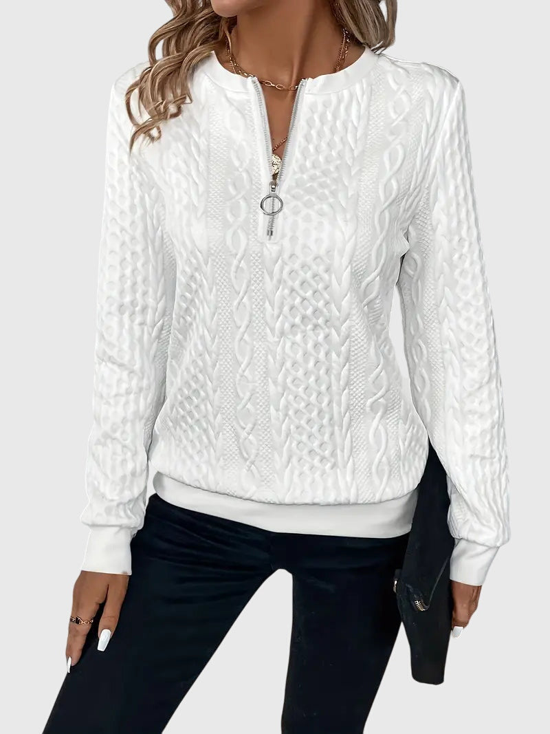 Casimira | Cable Knit Quarter-Zip Sweater