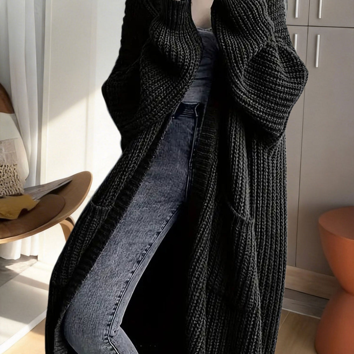 Noelle | Oversized Longline Duster Pockets Cardigan