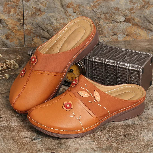 Liubov | Floral Appliqué Slip-On Clogs
