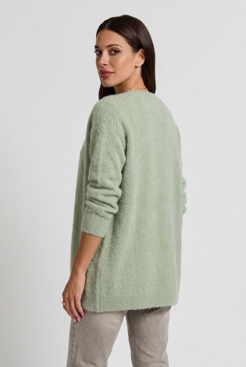 Women's Oversized Longline Cardigan | Snap Button Open Front