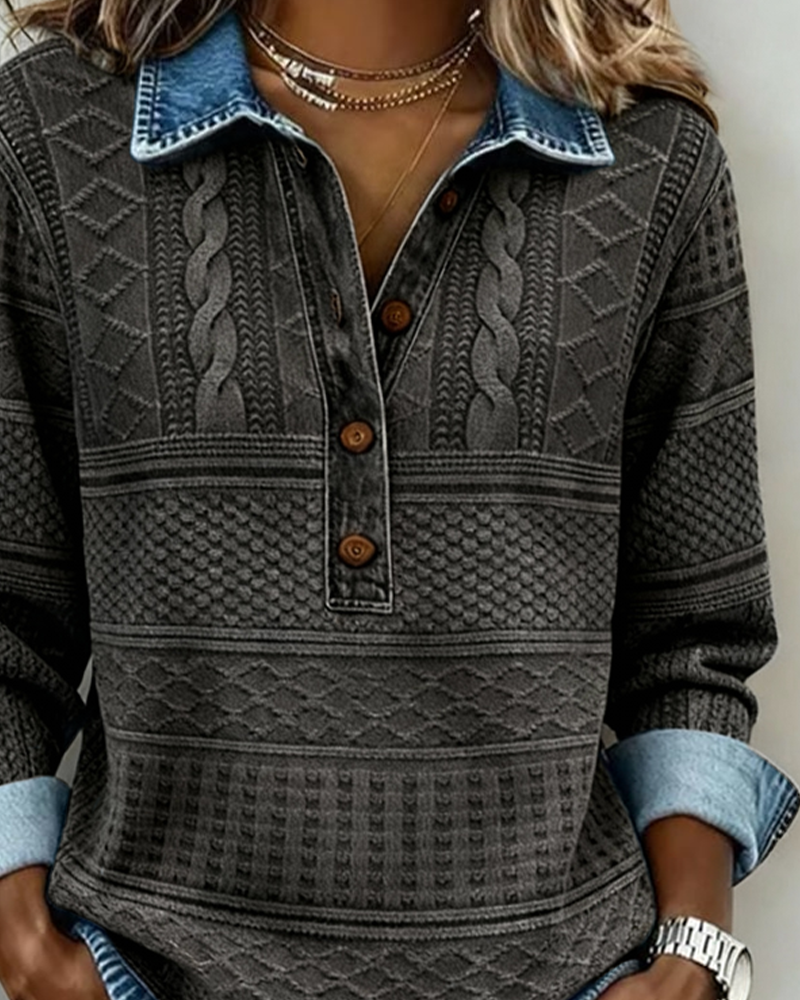 Willa | Trendy Sweatshirt with Half Button