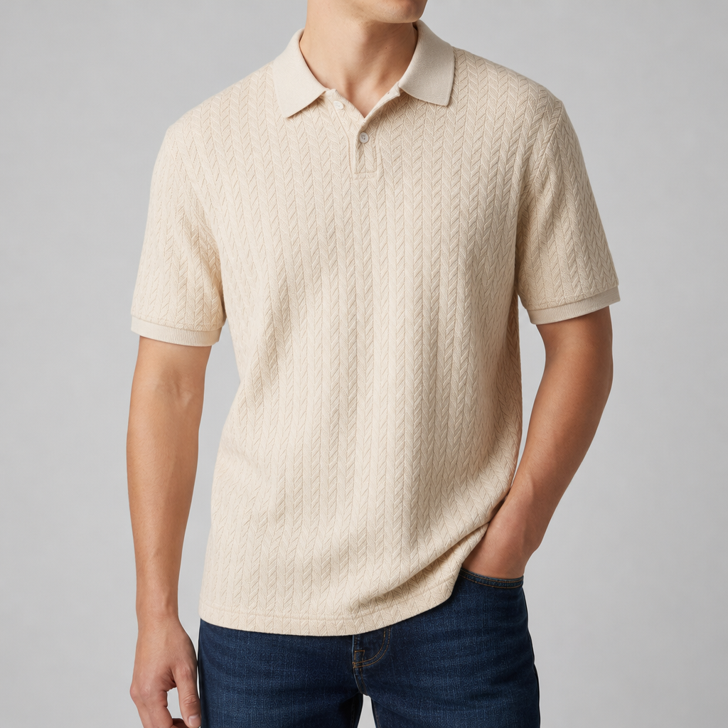 Split Textured Knit Polo