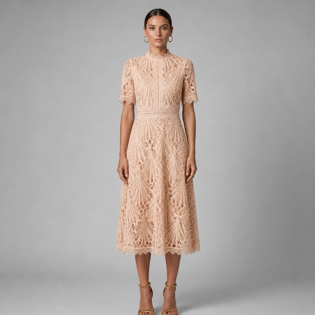 Bellagio Geometric Lace Midi Dress