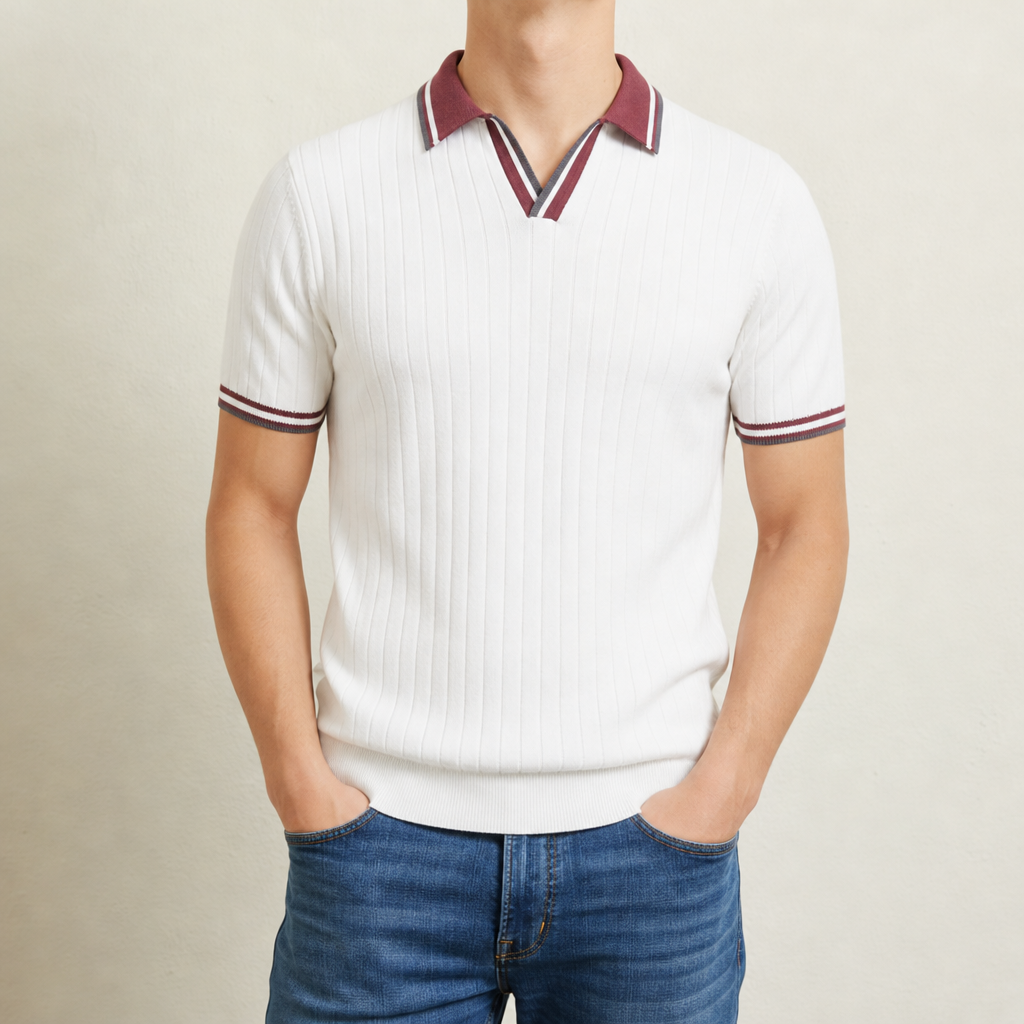 Tinos Ribbed Knit Polo