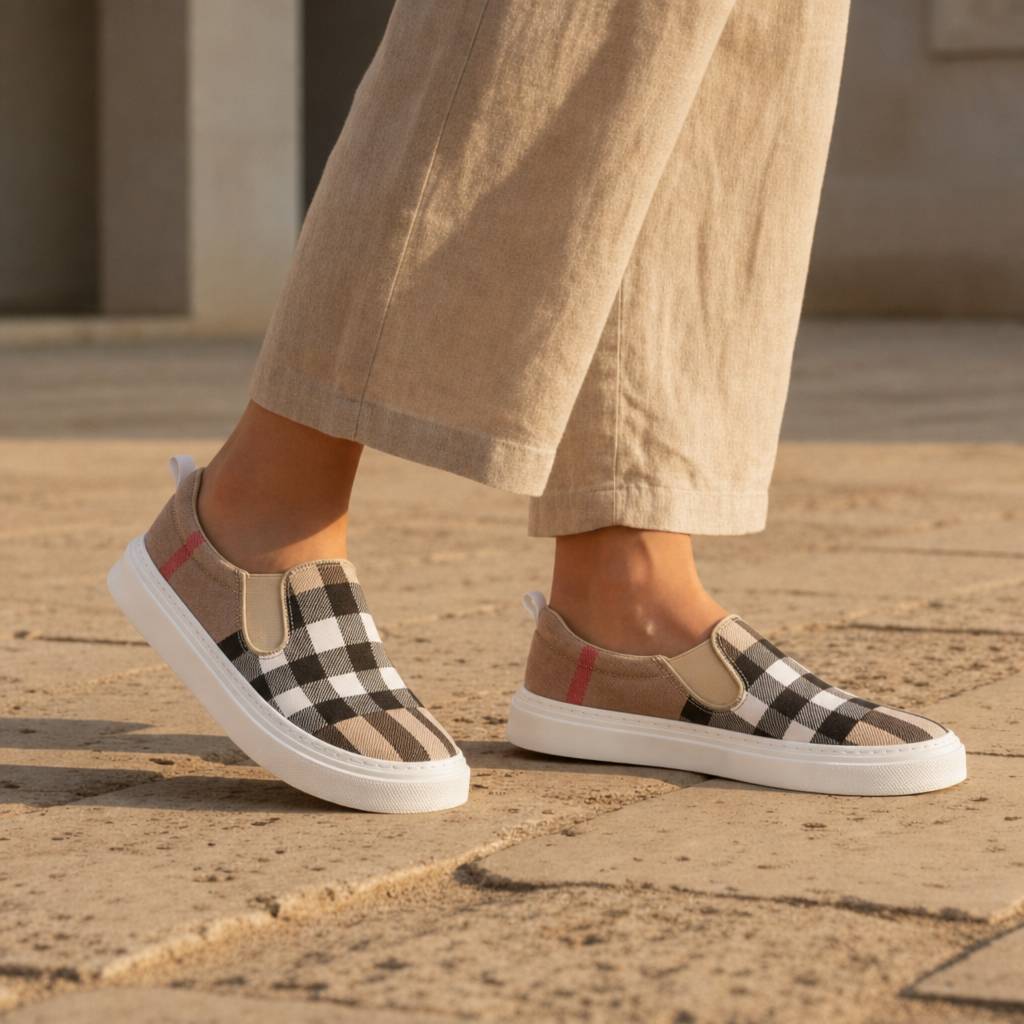 Sliema Plaid Canvas Slip-Ons