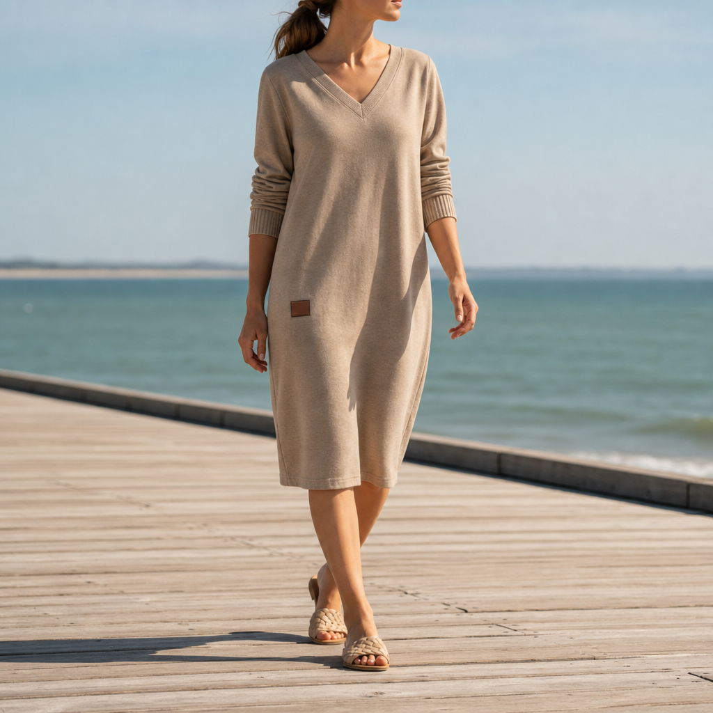 Formentera V-Neck Cozy Midi Dress