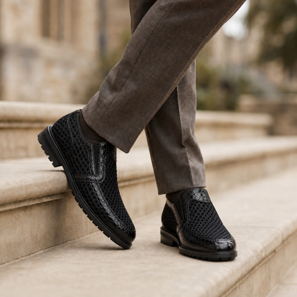 Poros Mesh Leather Loafers