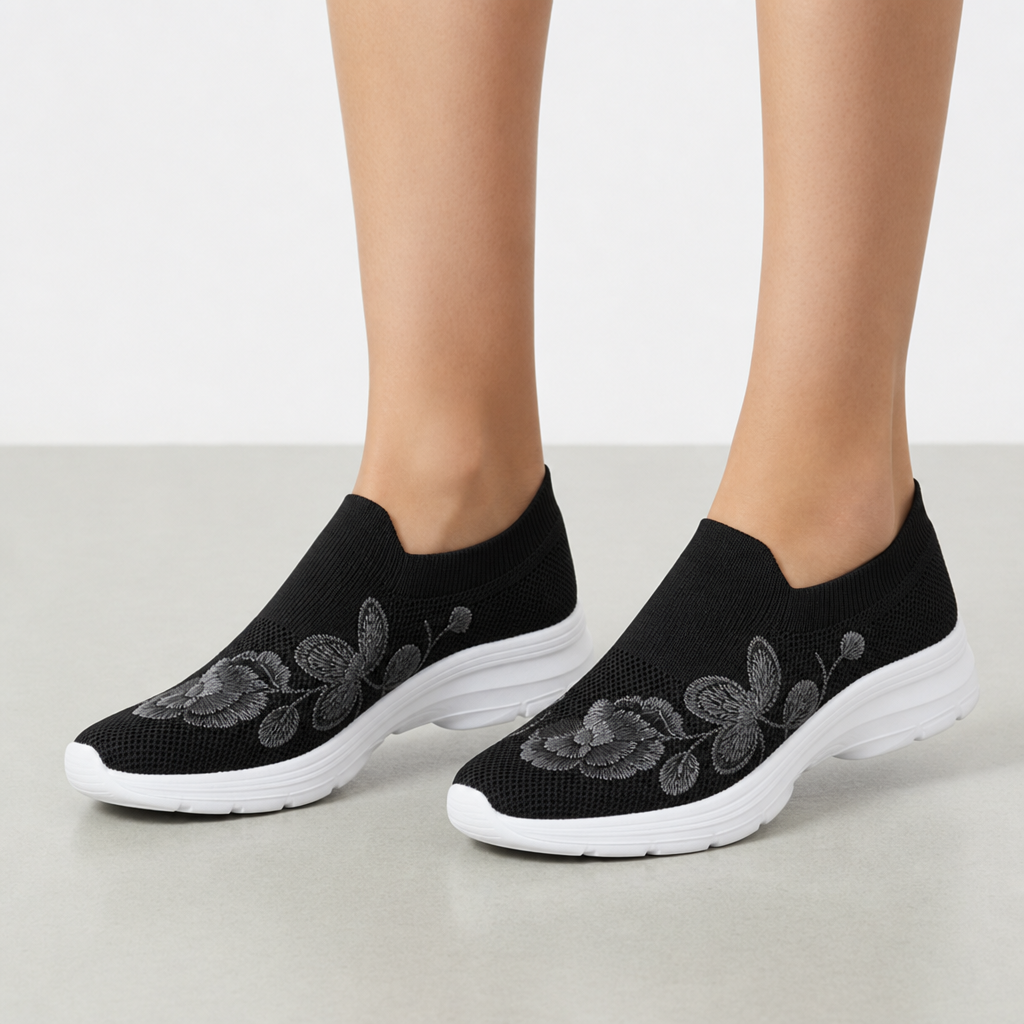 Valldemossa Embroidered Knit Slip-Ons