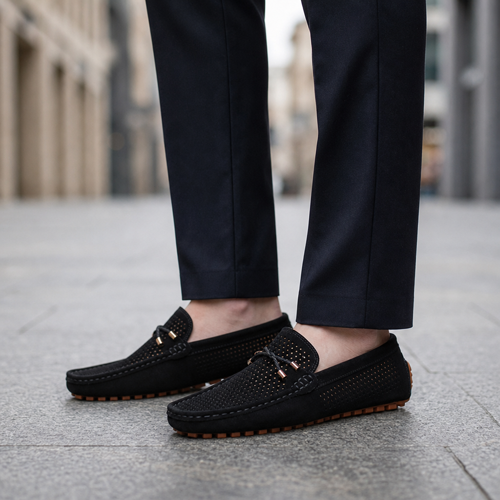 Vellara Perforated Suede Loafers
