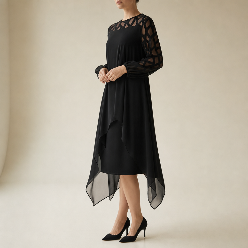 Olhao Lace Overlay Chiffon Dress