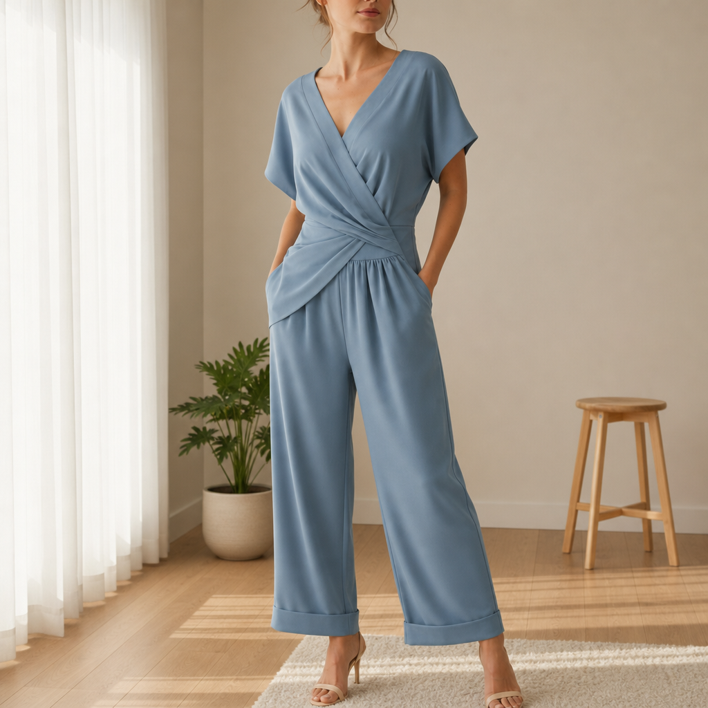 Noto Wrap Front Wide-Leg Jumpsuit