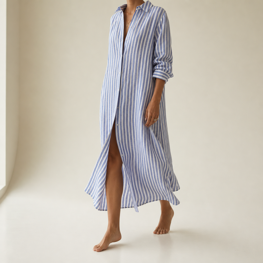 Comino Striped Linen Shirt Dress