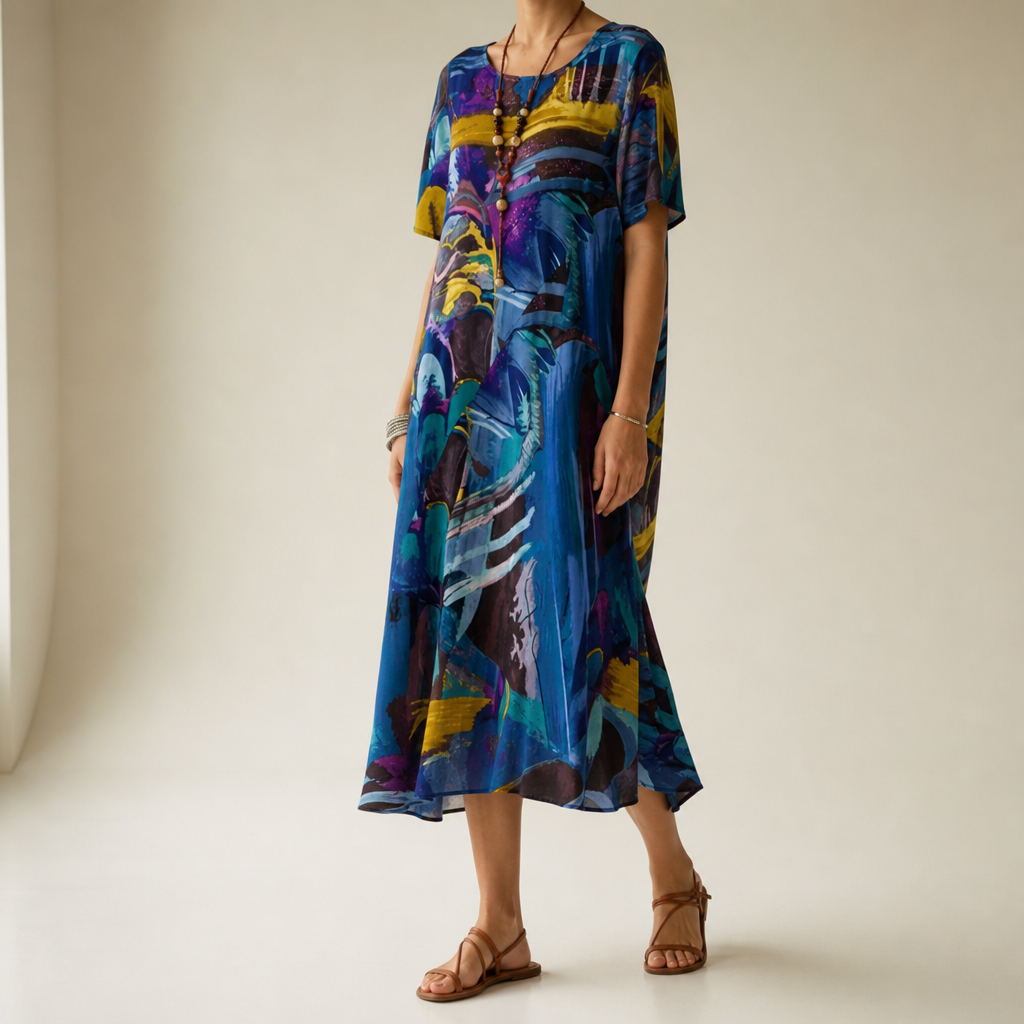 Carvoeiro Abstract Print Midi Dress
