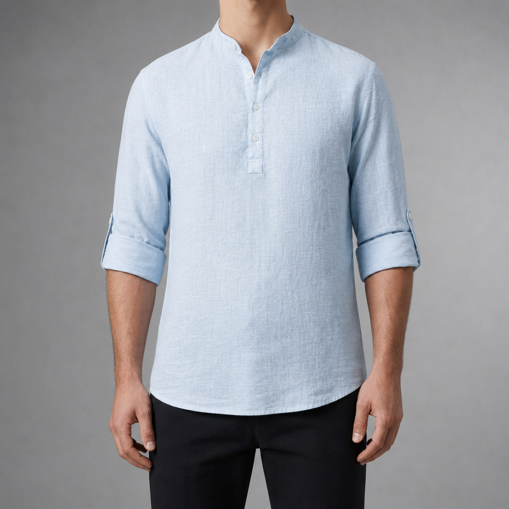 Perugia Linen Grandad Henley Shirt