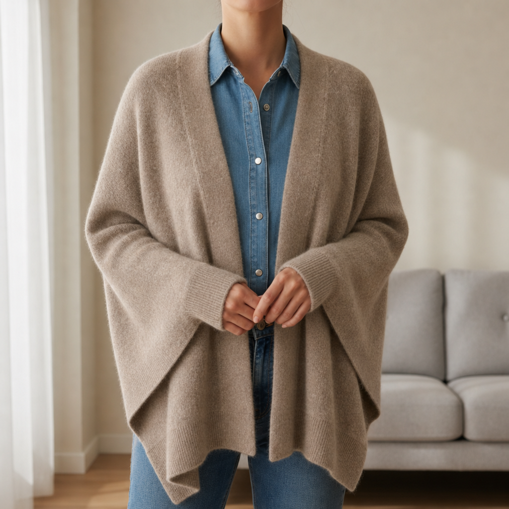 Thassos Wool Knit Shawl Cardigan