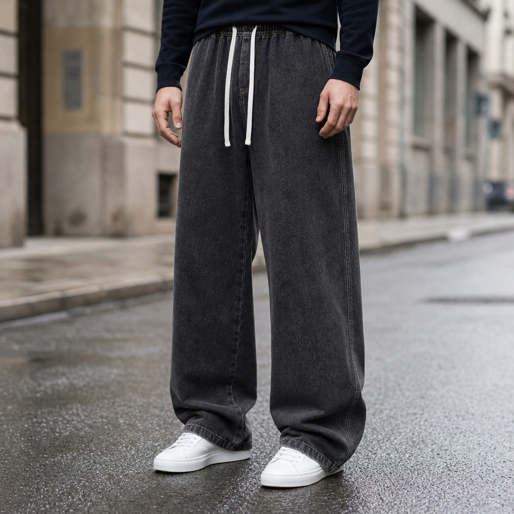Peniscola Wide-Leg Drawstring Jeans