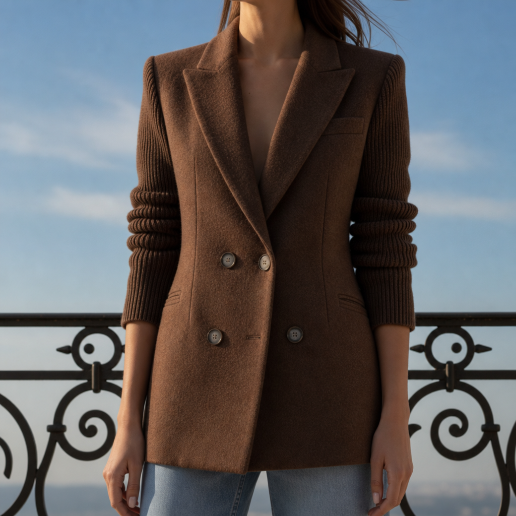 Monemvasia Double-Breasted Contrast Blazer