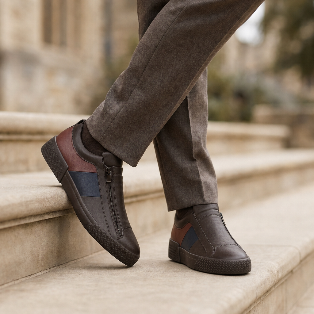 Alassio Leather Zip Sneakers