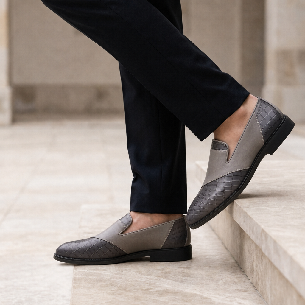 Pienza Croc Embossed Loafers