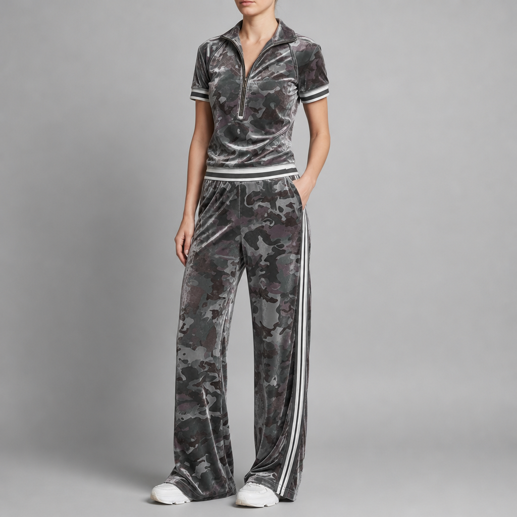 Thassos Camo Velvet Tracksuit Set