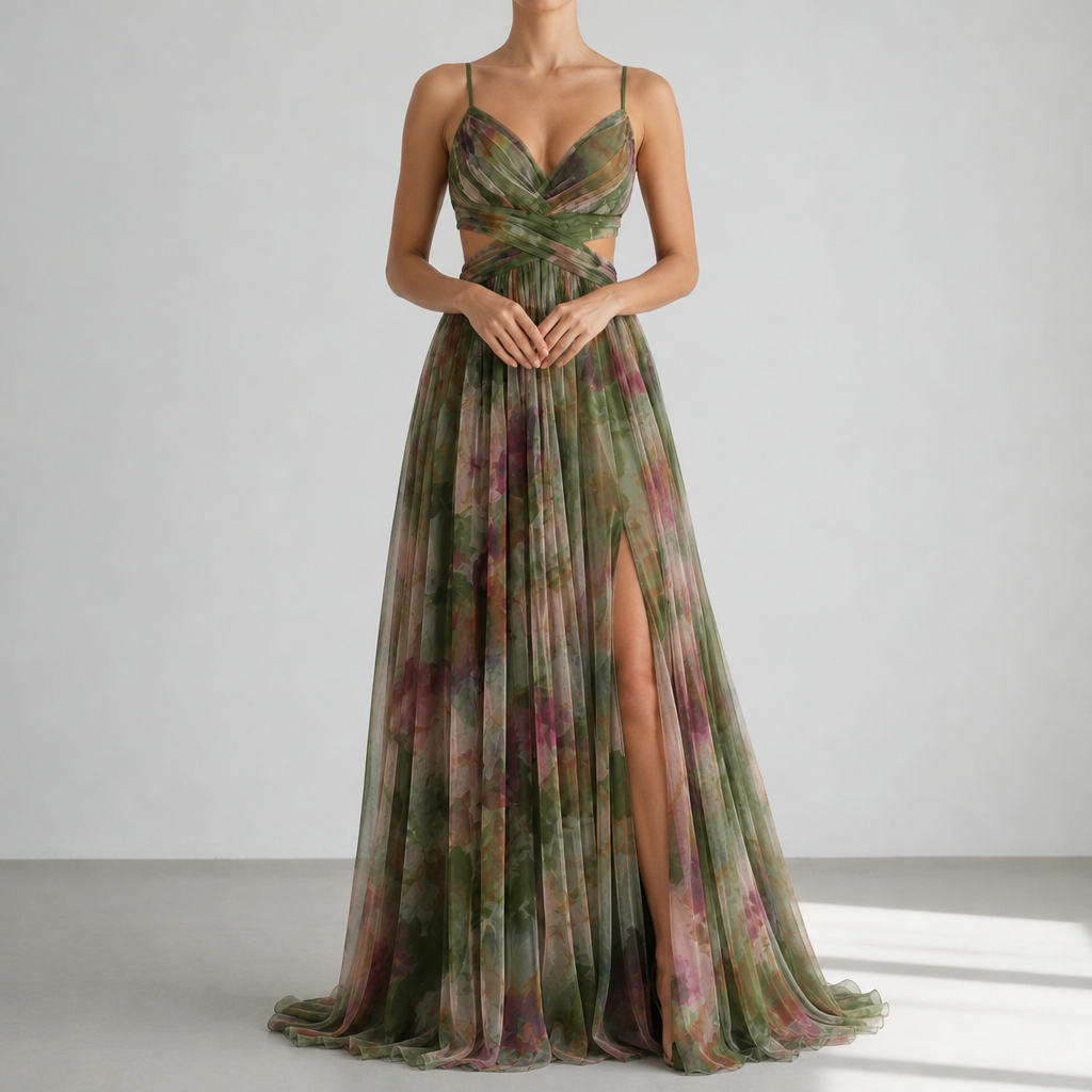 Gaeta Floral Chiffon Maxi Dress