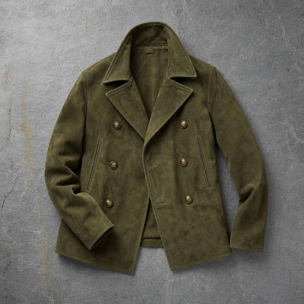 Rapallo Suede Double-Breasted Peacoat