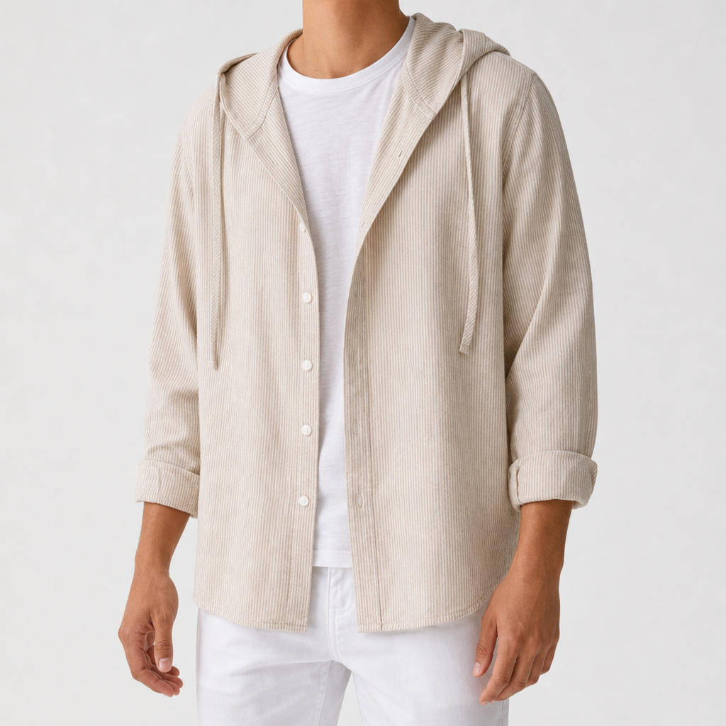 Ston Striped Hooded Linen Shirt