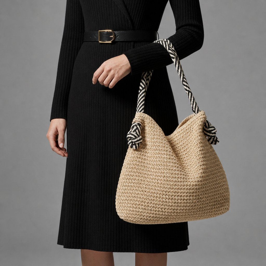 Caceres Striped Strap Woven Tote