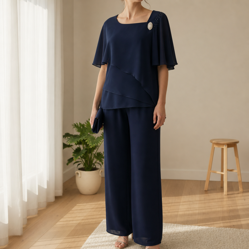 Deia Layered Chiffon Trouser Set